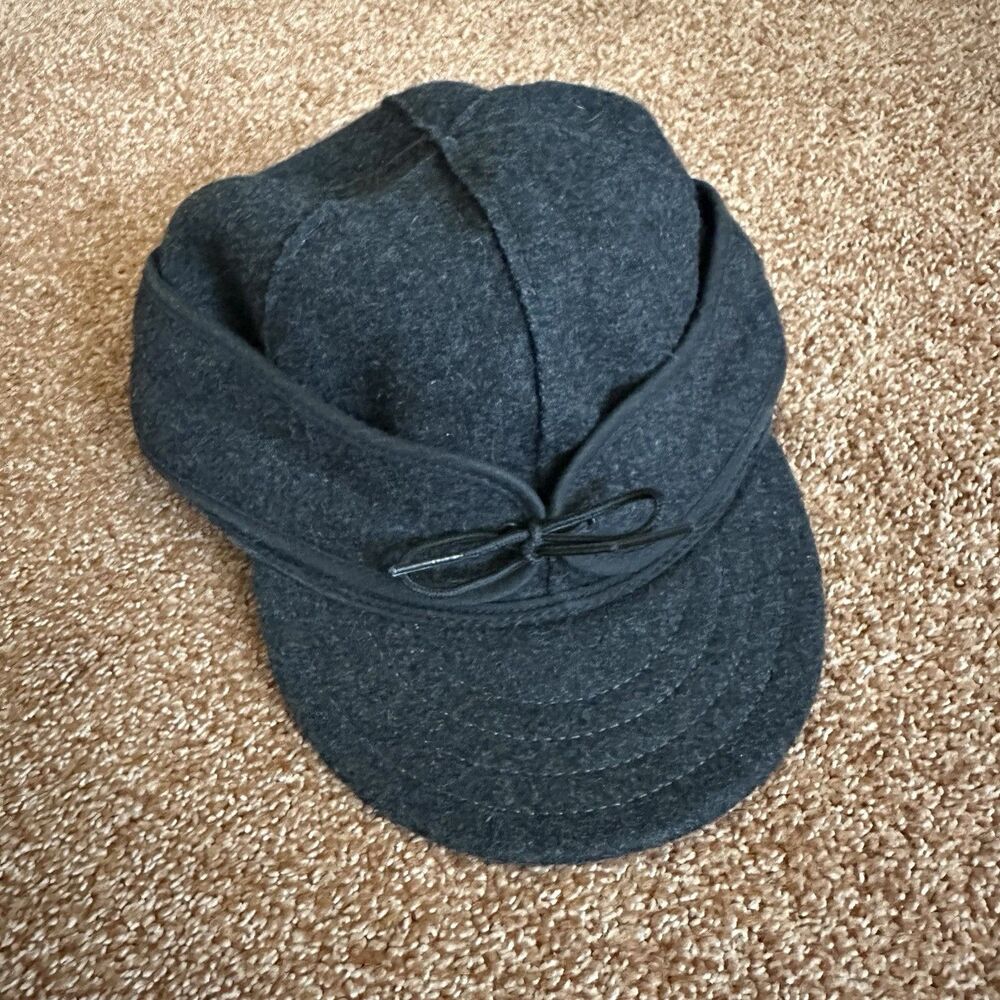Stormy Kromer The Original Cap Black Wool Earflap Hat Size 7 3/8 USA Heritage